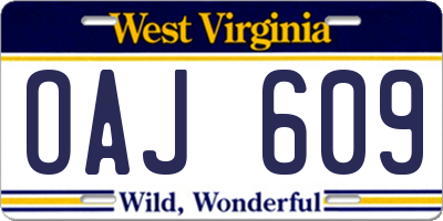 WV license plate OAJ609