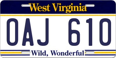 WV license plate OAJ610