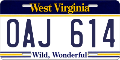 WV license plate OAJ614