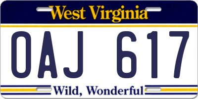 WV license plate OAJ617