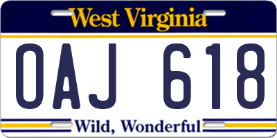 WV license plate OAJ618