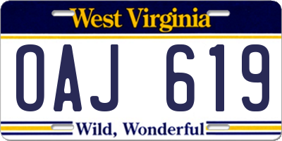 WV license plate OAJ619