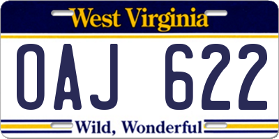 WV license plate OAJ622