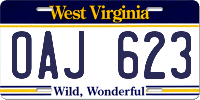 WV license plate OAJ623