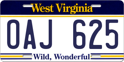 WV license plate OAJ625