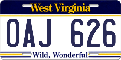 WV license plate OAJ626