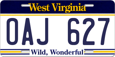 WV license plate OAJ627