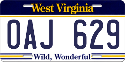 WV license plate OAJ629