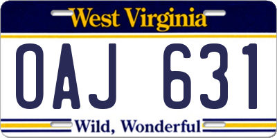 WV license plate OAJ631