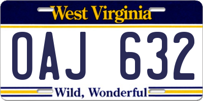 WV license plate OAJ632