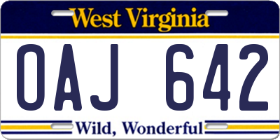 WV license plate OAJ642