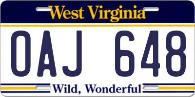 WV license plate OAJ648
