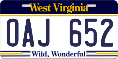 WV license plate OAJ652