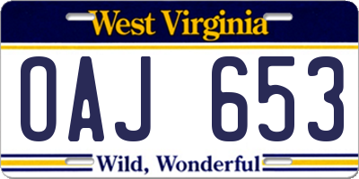 WV license plate OAJ653