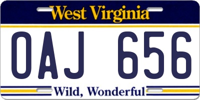 WV license plate OAJ656
