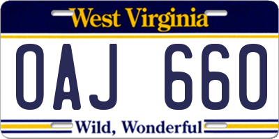 WV license plate OAJ660
