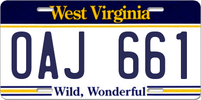 WV license plate OAJ661