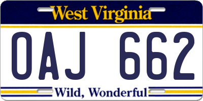 WV license plate OAJ662