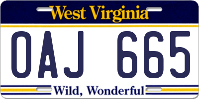 WV license plate OAJ665