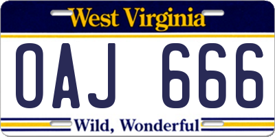 WV license plate OAJ666