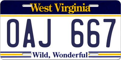 WV license plate OAJ667
