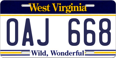 WV license plate OAJ668