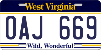 WV license plate OAJ669