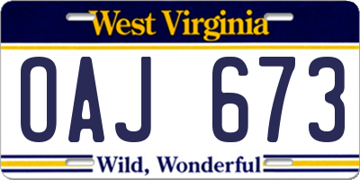 WV license plate OAJ673