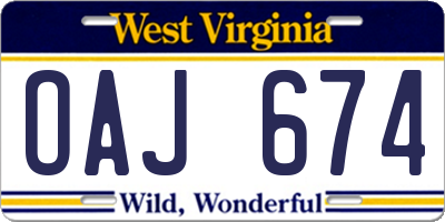 WV license plate OAJ674