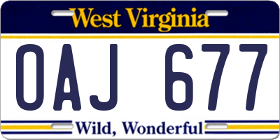 WV license plate OAJ677