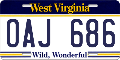 WV license plate OAJ686