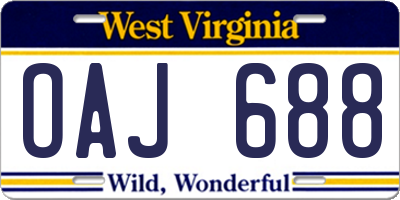 WV license plate OAJ688
