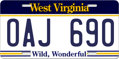 WV license plate OAJ690