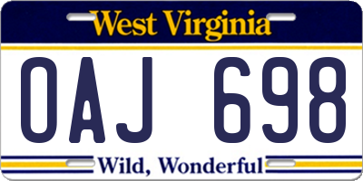 WV license plate OAJ698