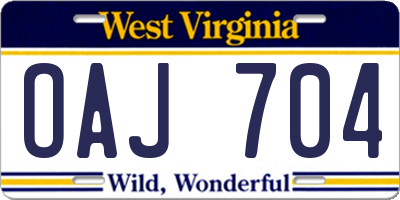 WV license plate OAJ704