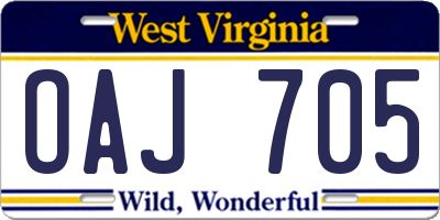 WV license plate OAJ705