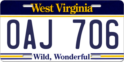 WV license plate OAJ706