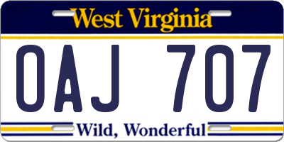 WV license plate OAJ707