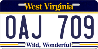 WV license plate OAJ709