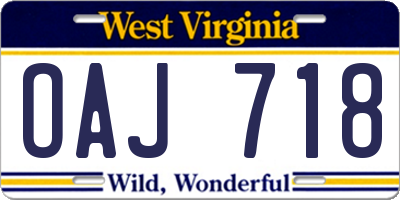 WV license plate OAJ718