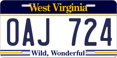 WV license plate OAJ724