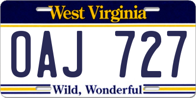 WV license plate OAJ727