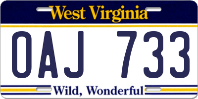 WV license plate OAJ733