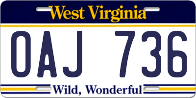 WV license plate OAJ736