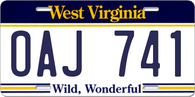 WV license plate OAJ741
