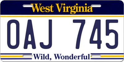 WV license plate OAJ745
