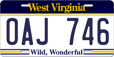 WV license plate OAJ746