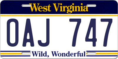 WV license plate OAJ747