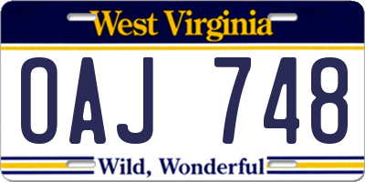 WV license plate OAJ748