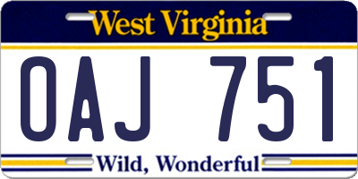 WV license plate OAJ751